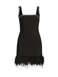 Georgie Feather-Trim Minidress