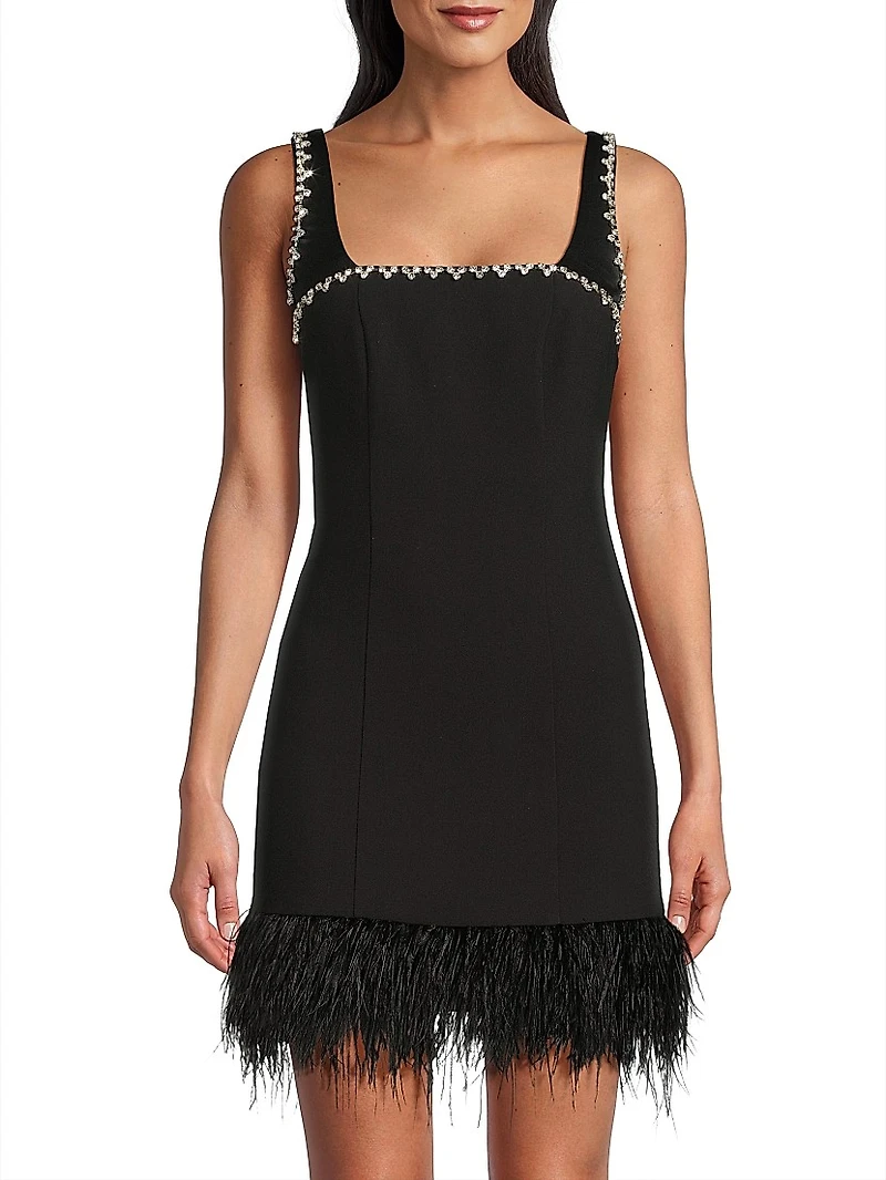 Georgie Feather-Trim Minidress