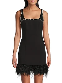 Georgie Feather-Trim Minidress