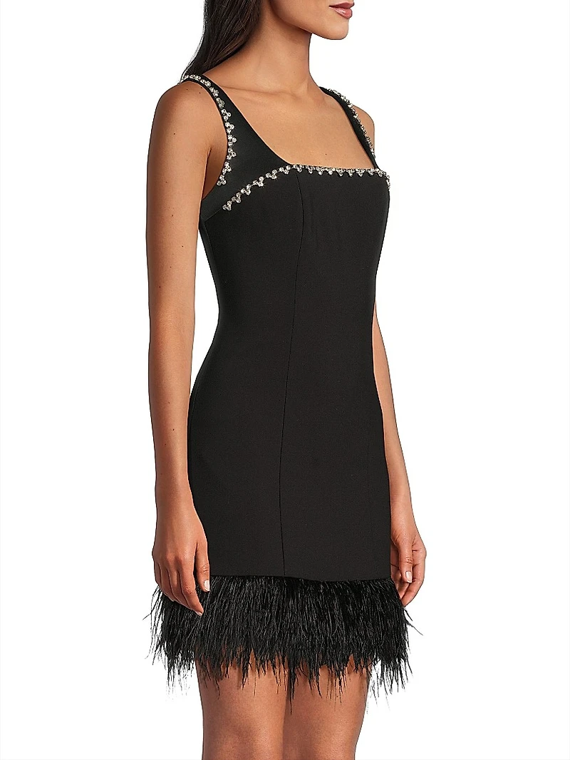 Georgie Feather-Trim Minidress