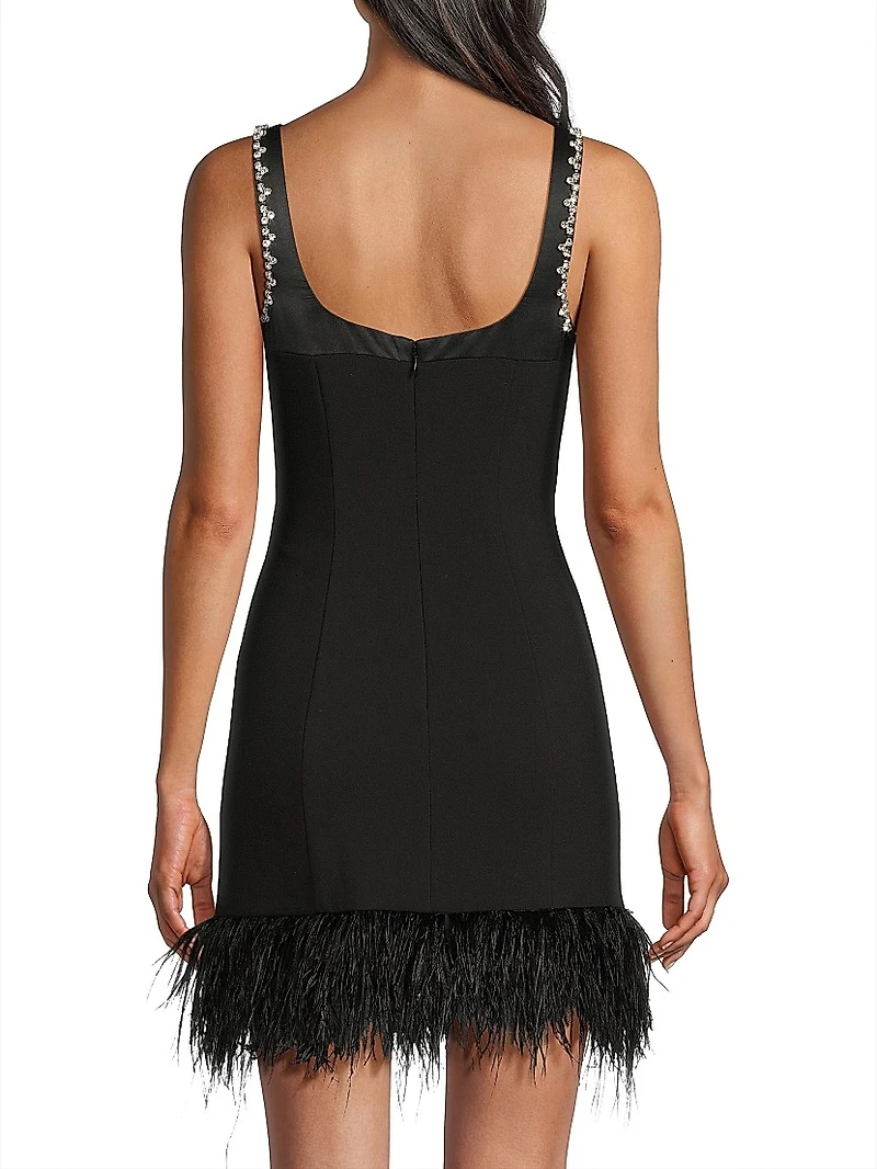 Georgie Feather-Trim Minidress