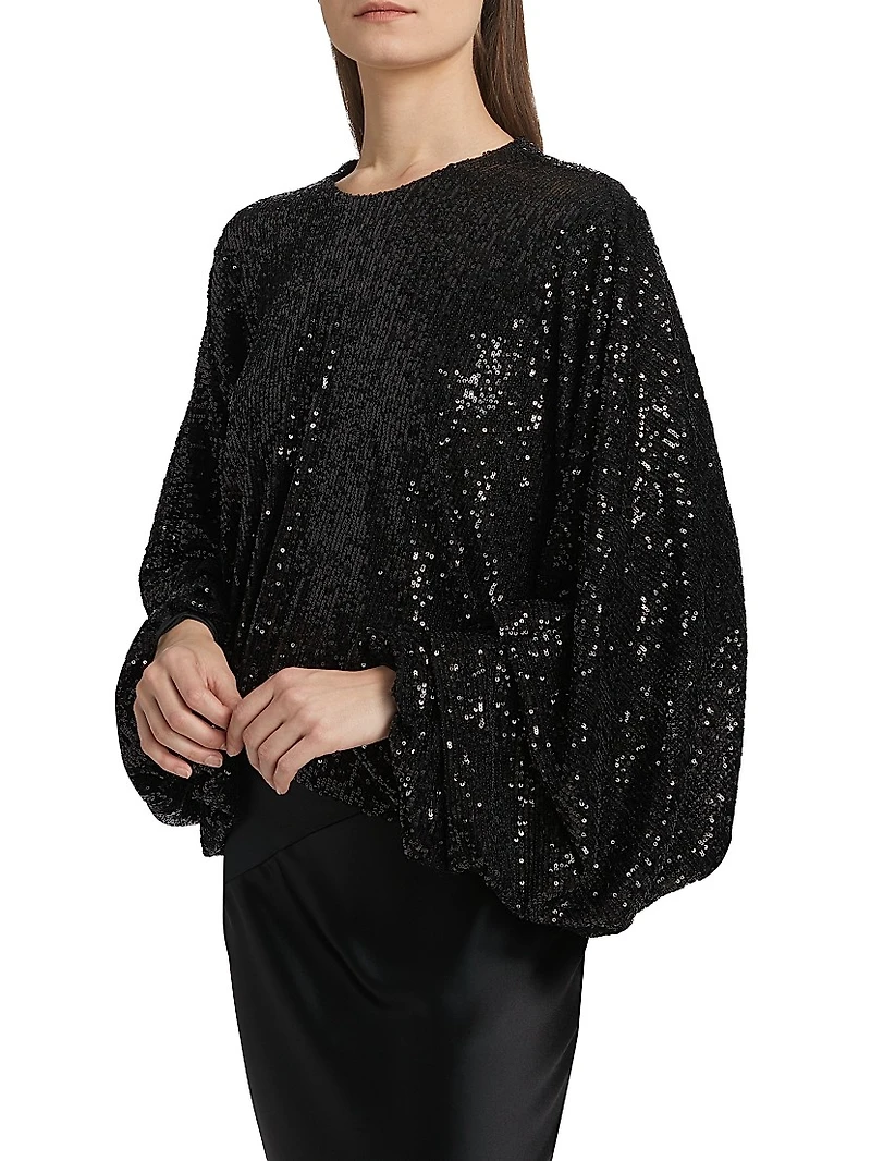Frankie Sequined Balloon-Sleeve Top