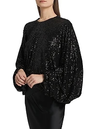 Frankie Sequined Balloon-Sleeve Top