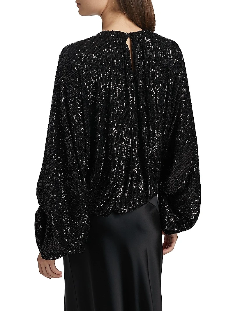 Frankie Sequined Balloon-Sleeve Top