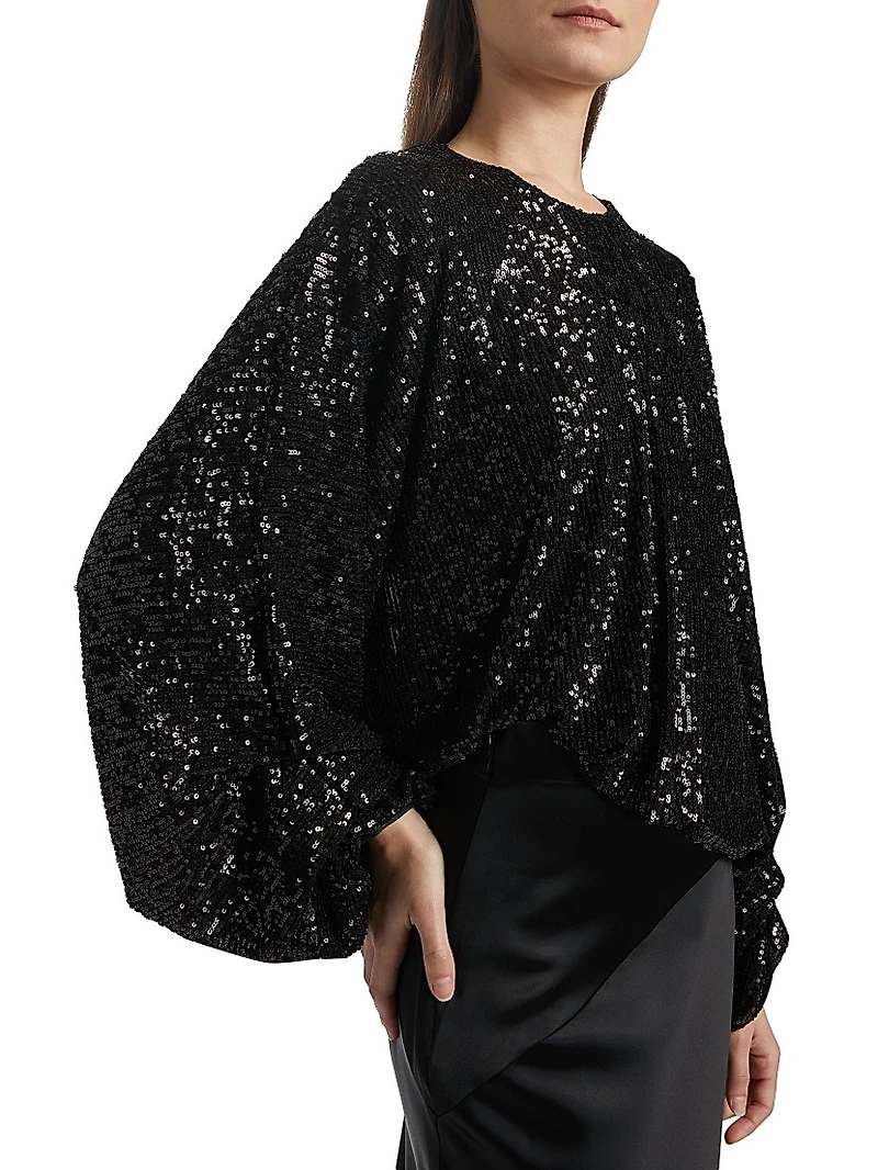Frankie Sequined Balloon-Sleeve Top