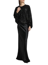Frankie Sequined Balloon-Sleeve Top