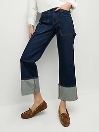 Dylan Cuffed High-Rise Straight Jeans