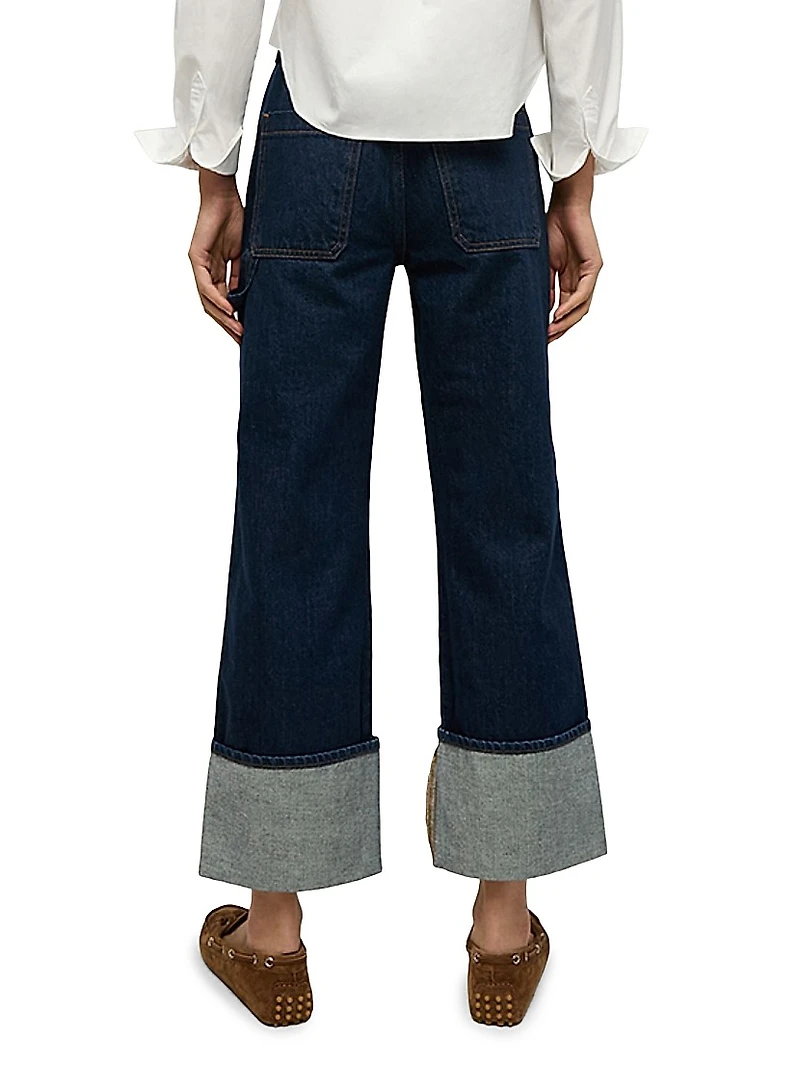 Dylan Cuffed High-Rise Straight Jeans