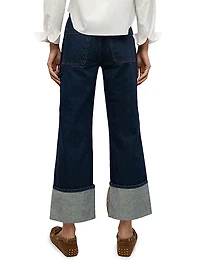 Dylan Cuffed High-Rise Straight Jeans