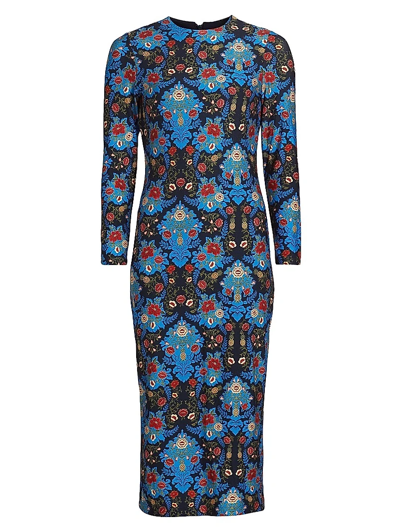 Arabesque Floral Jersey Midi-Dress
