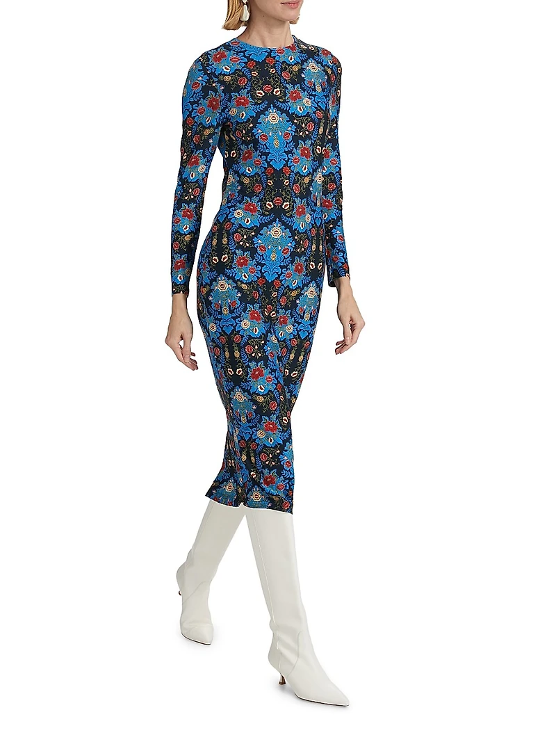 Arabesque Floral Jersey Midi-Dress