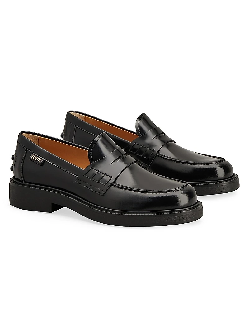 Logo-Detailed Leather Penny Loafers