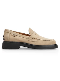 Logo-Detailed Suede Penny Loafers