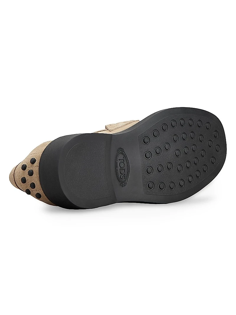 Logo-Detailed Suede Penny Loafers