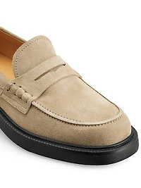 Logo-Detailed Suede Penny Loafers