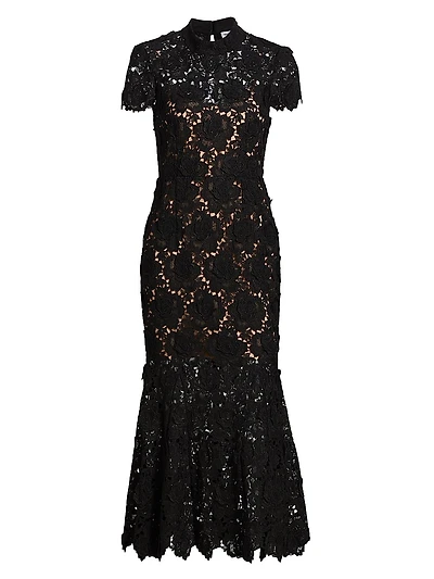 Flower Lace Mermaid Midi-Dress