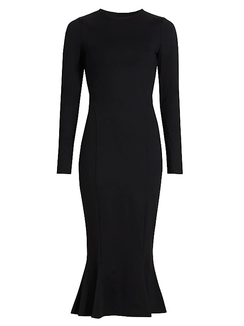 Trumpet Long-Sleeve Midi-Dress