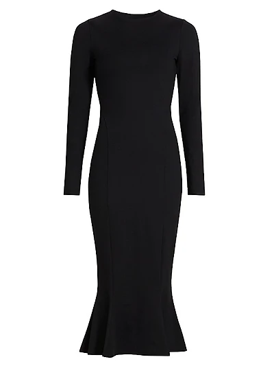 Trumpet Long-Sleeve Midi-Dress