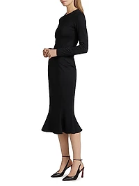 Trumpet Long-Sleeve Midi-Dress