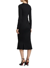 Trumpet Long-Sleeve Midi-Dress