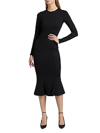 Trumpet Long-Sleeve Midi-Dress