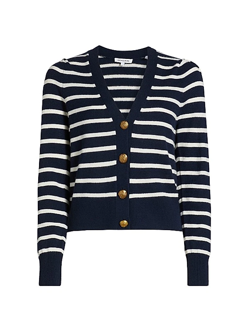 Solene Striped Cashmere Cardigan