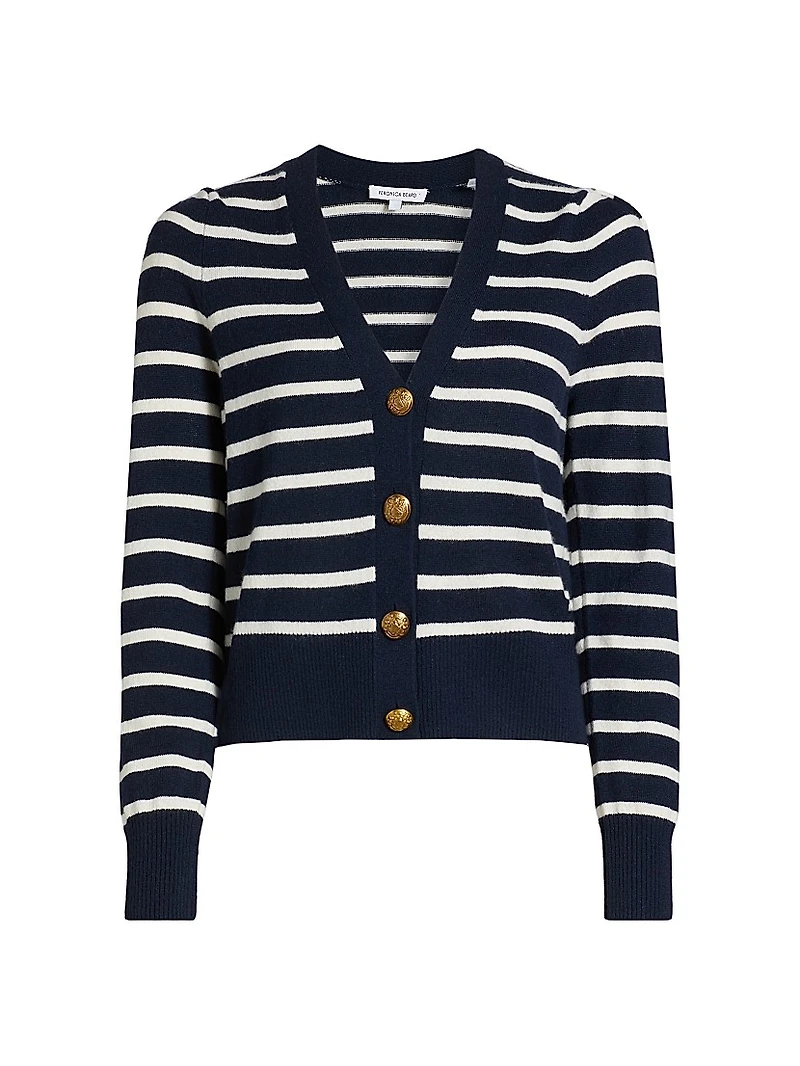 Solene Striped Cashmere Cardigan