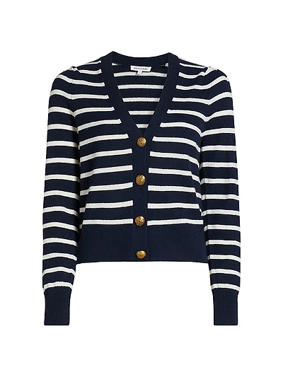 Solene Striped Cashmere Cardigan
