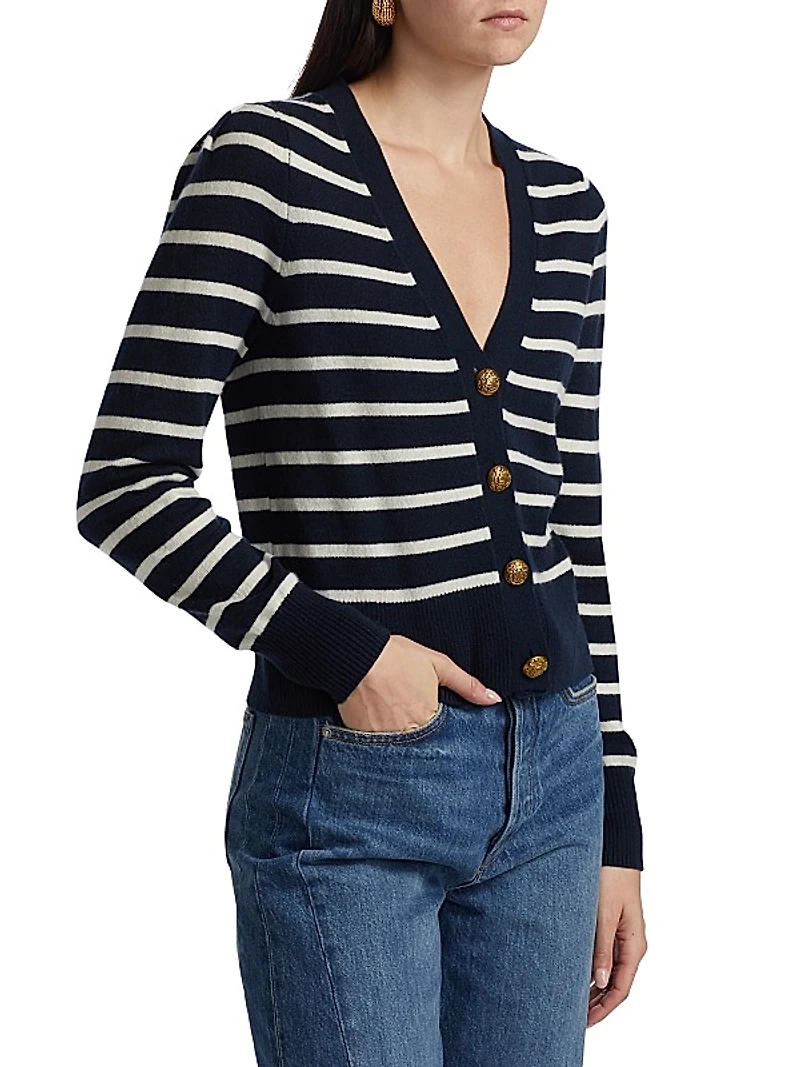 Solene Striped Cashmere Cardigan