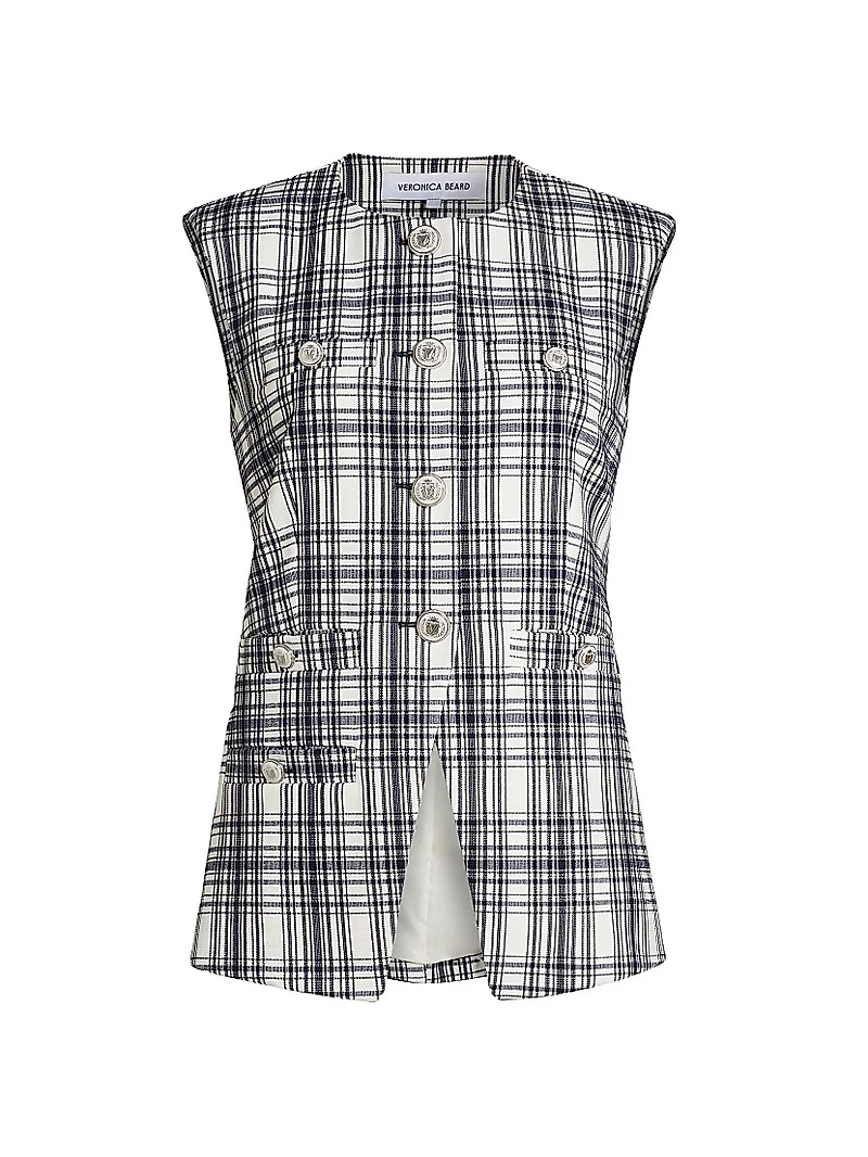 Tamara Plaid Cotton-Blend Vest