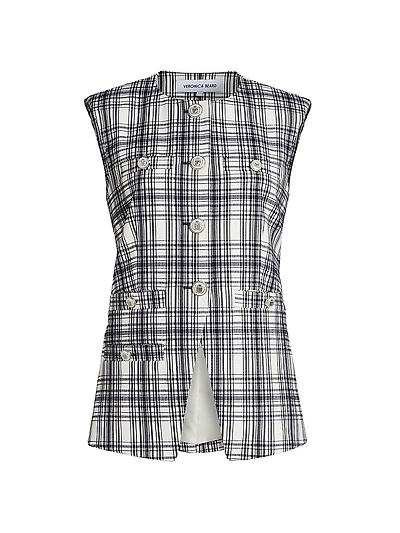 Tamara Plaid Cotton-Blend Vest