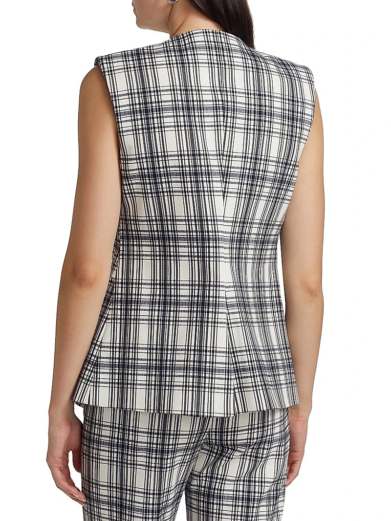 Tamara Plaid Cotton-Blend Vest