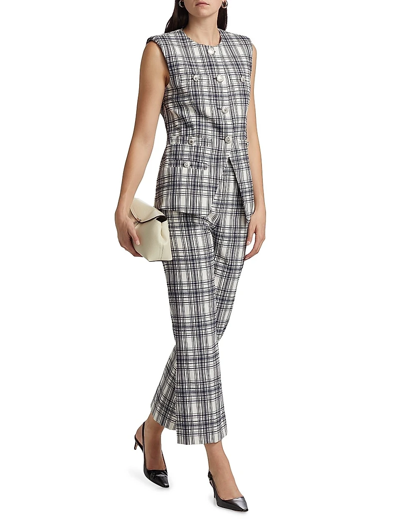 Tamara Plaid Cotton-Blend Vest