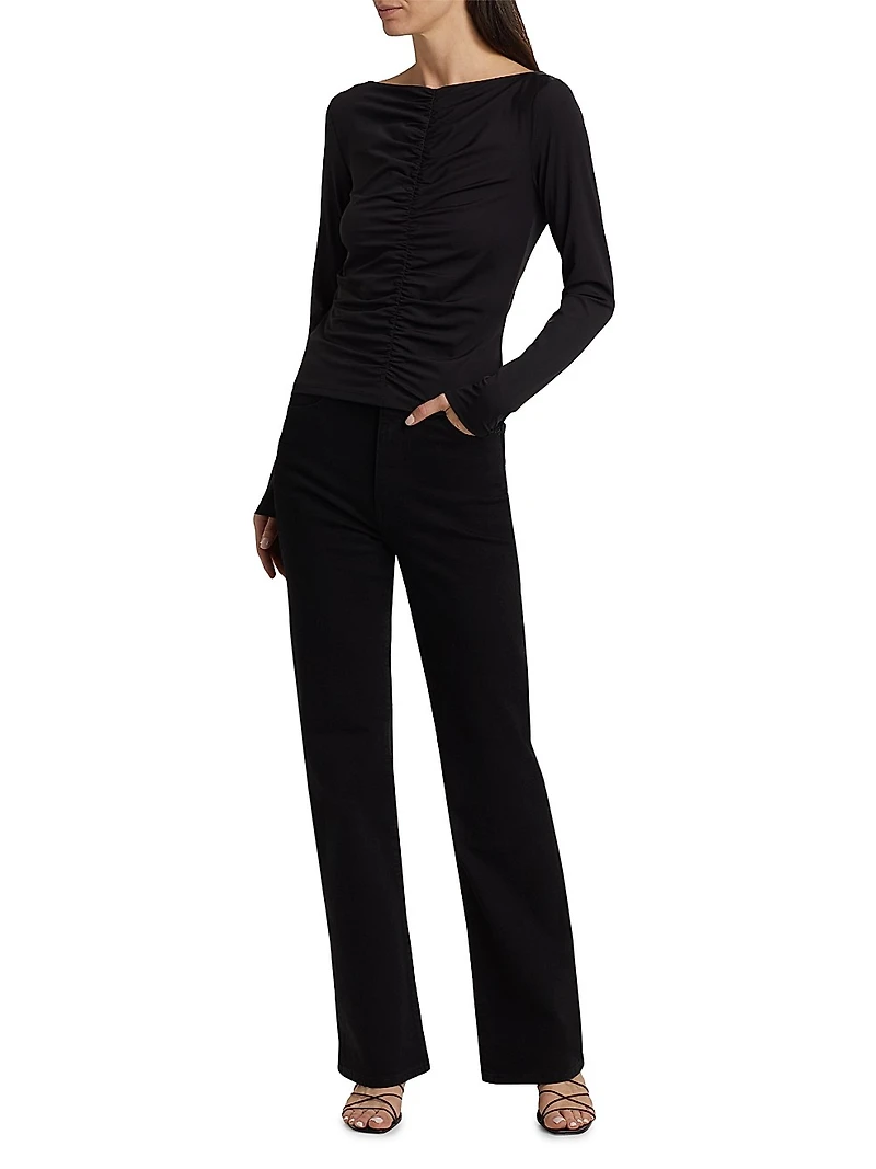 Ruched Long-Sleeve Top