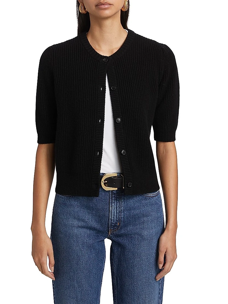 Shrunken Wool-Cashmere Cardigan