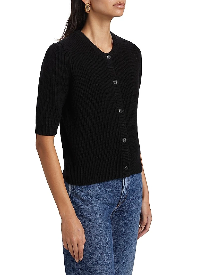 Shrunken Wool-Cashmere Cardigan