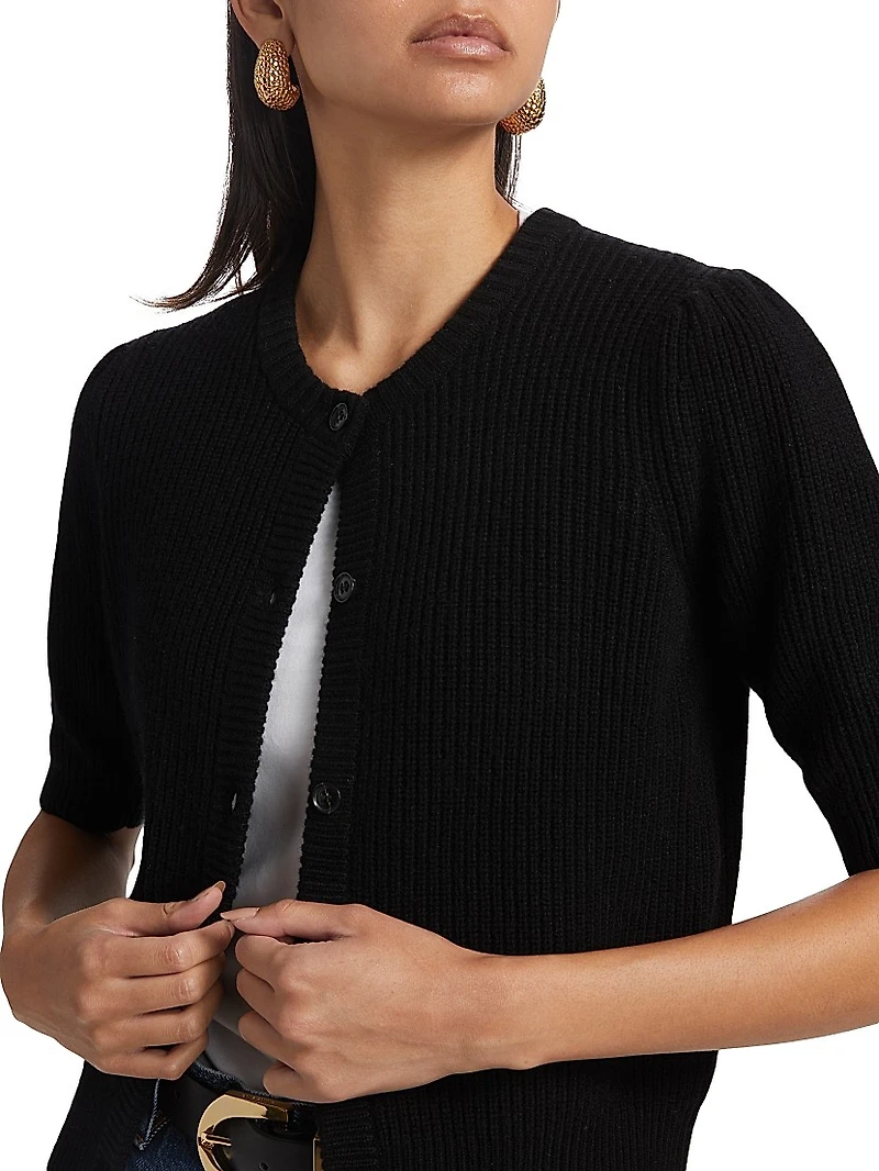 Shrunken Wool-Cashmere Cardigan