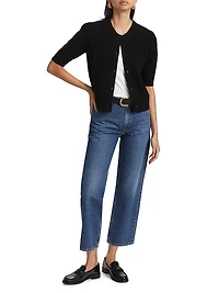 Shrunken Wool-Cashmere Cardigan