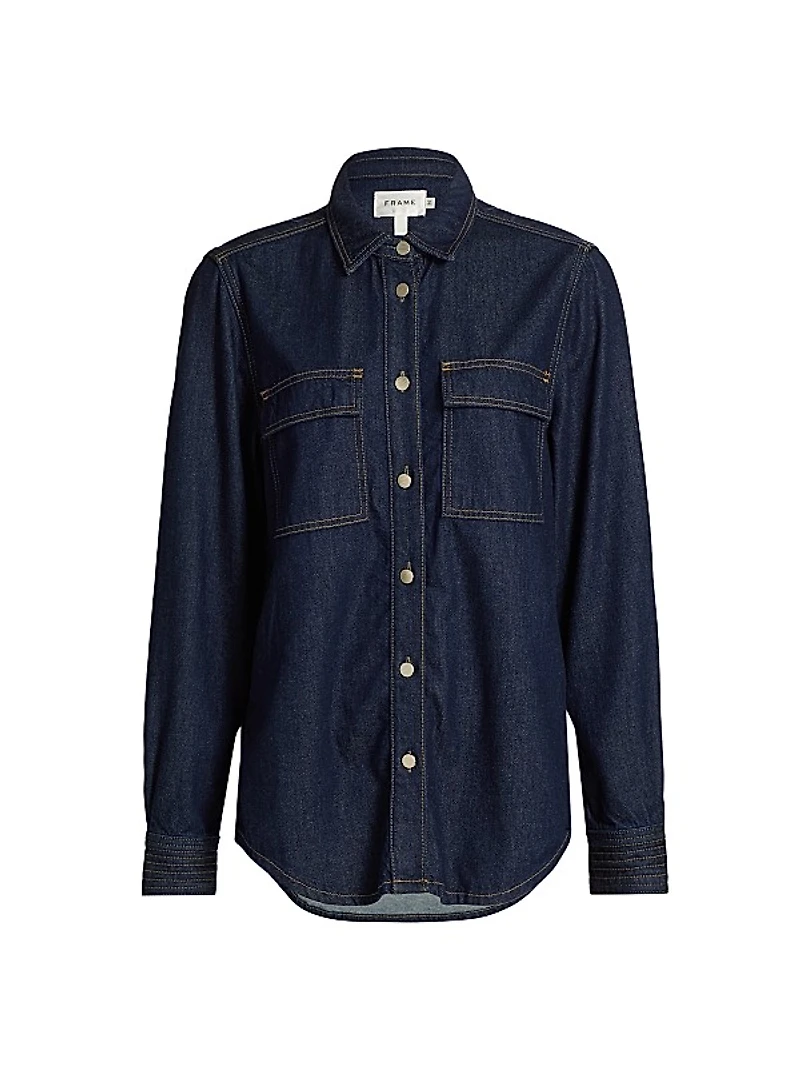 The Trapunto Denim Button-Front Shirt