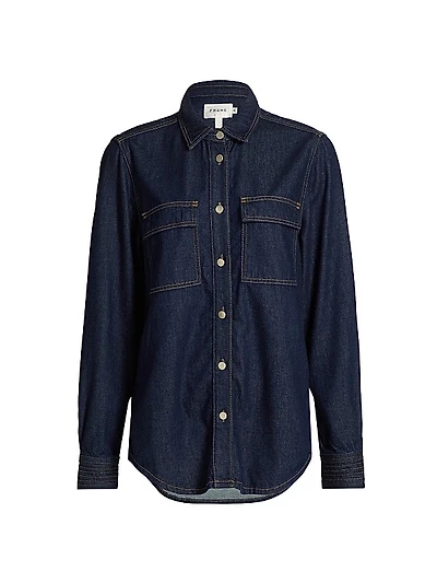 The Trapunto Denim Button-Front Shirt