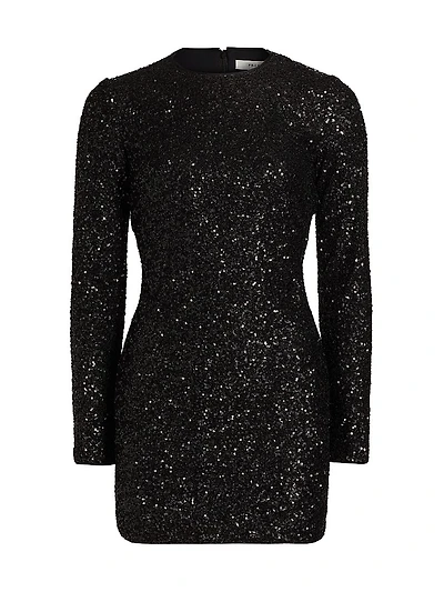 Sequin Embellished Long-Sleeve Minidress
