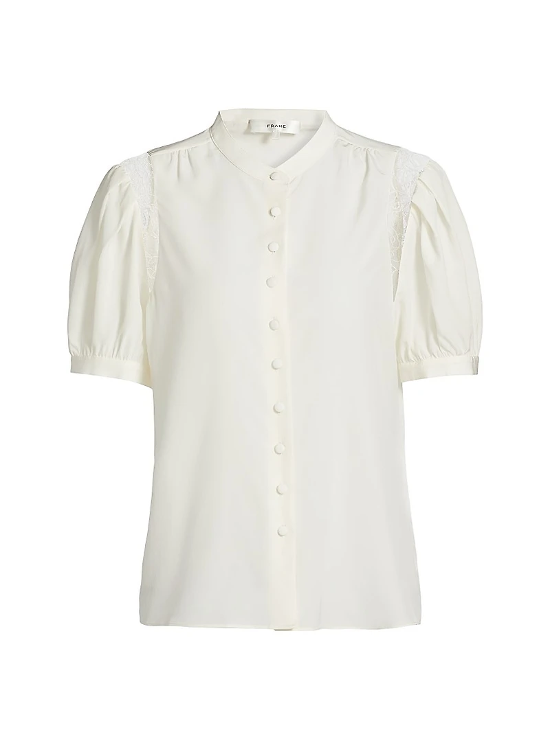Lace Shoulder Inset Blouse