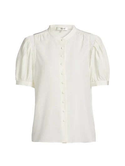 Lace Shoulder Inset Blouse