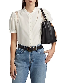 Lace Shoulder Inset Blouse