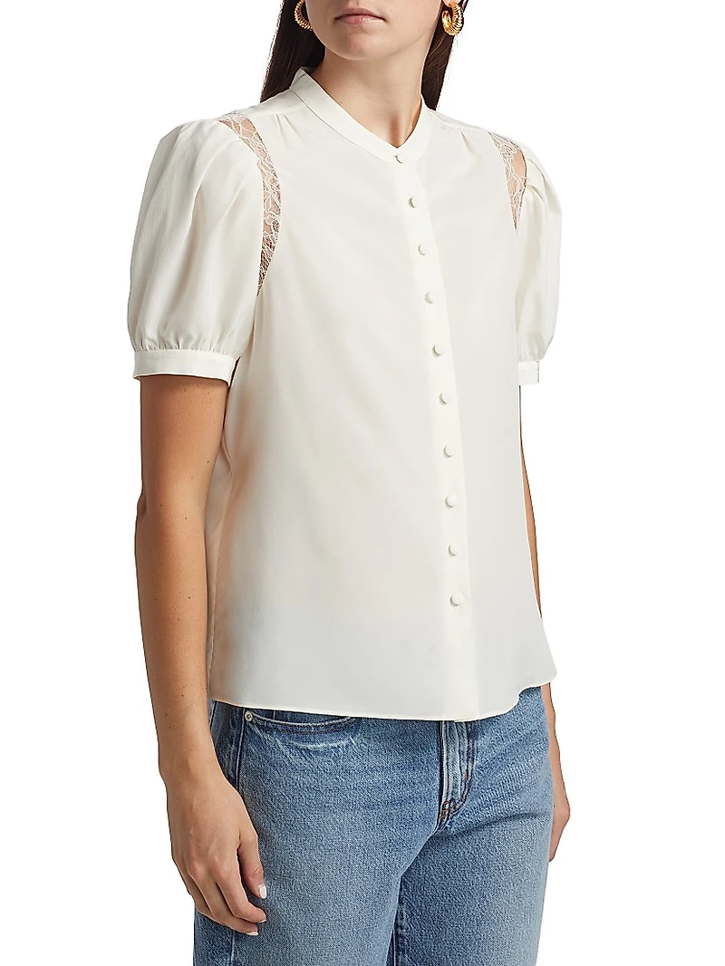Lace Shoulder Inset Blouse