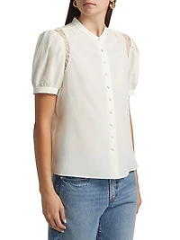 Lace Shoulder Inset Blouse