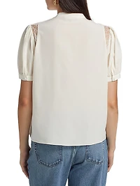 Lace Shoulder Inset Blouse