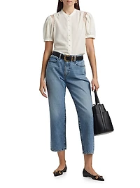 Lace Shoulder Inset Blouse