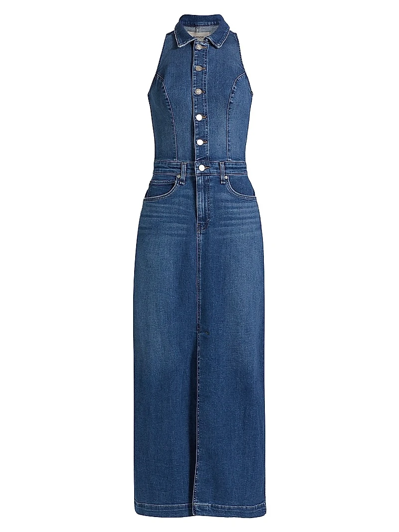 Denim Halter Maxi Dress
