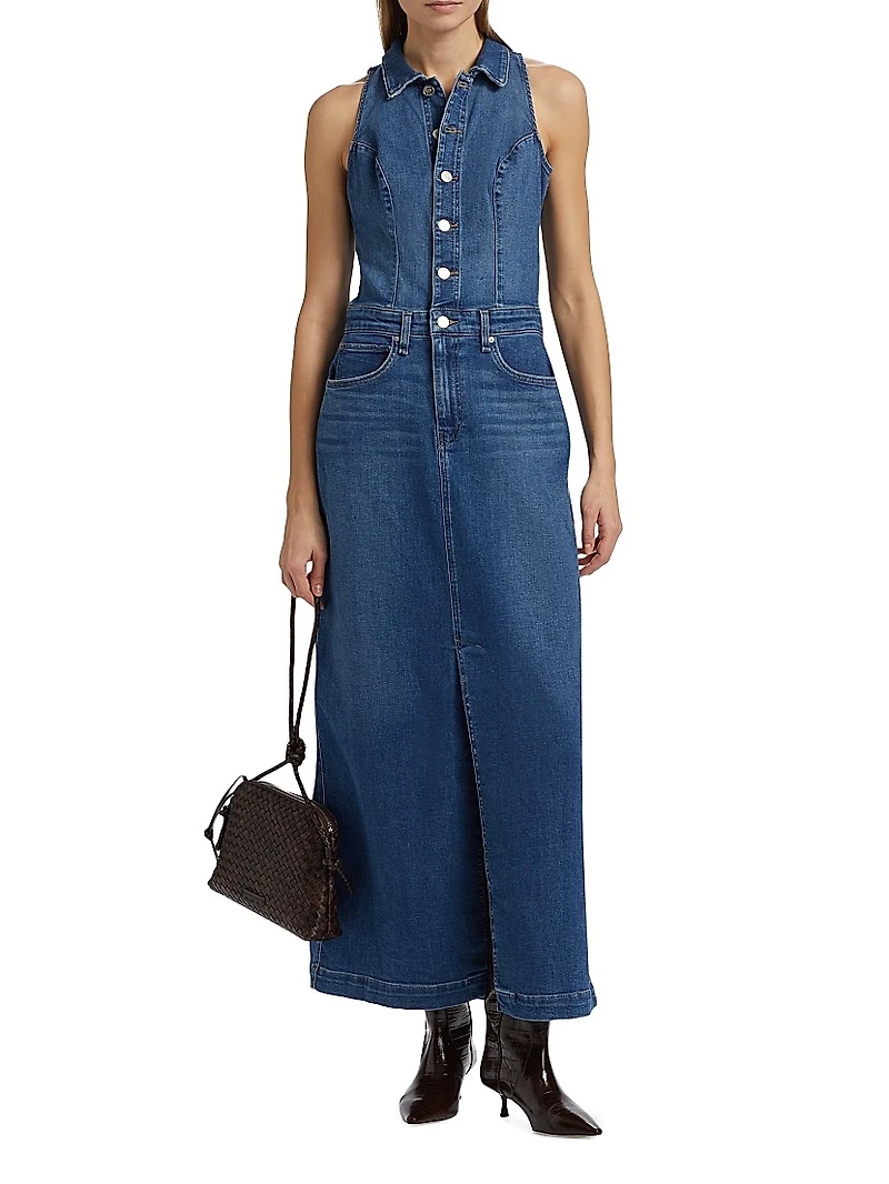 Denim Halter Maxi Dress